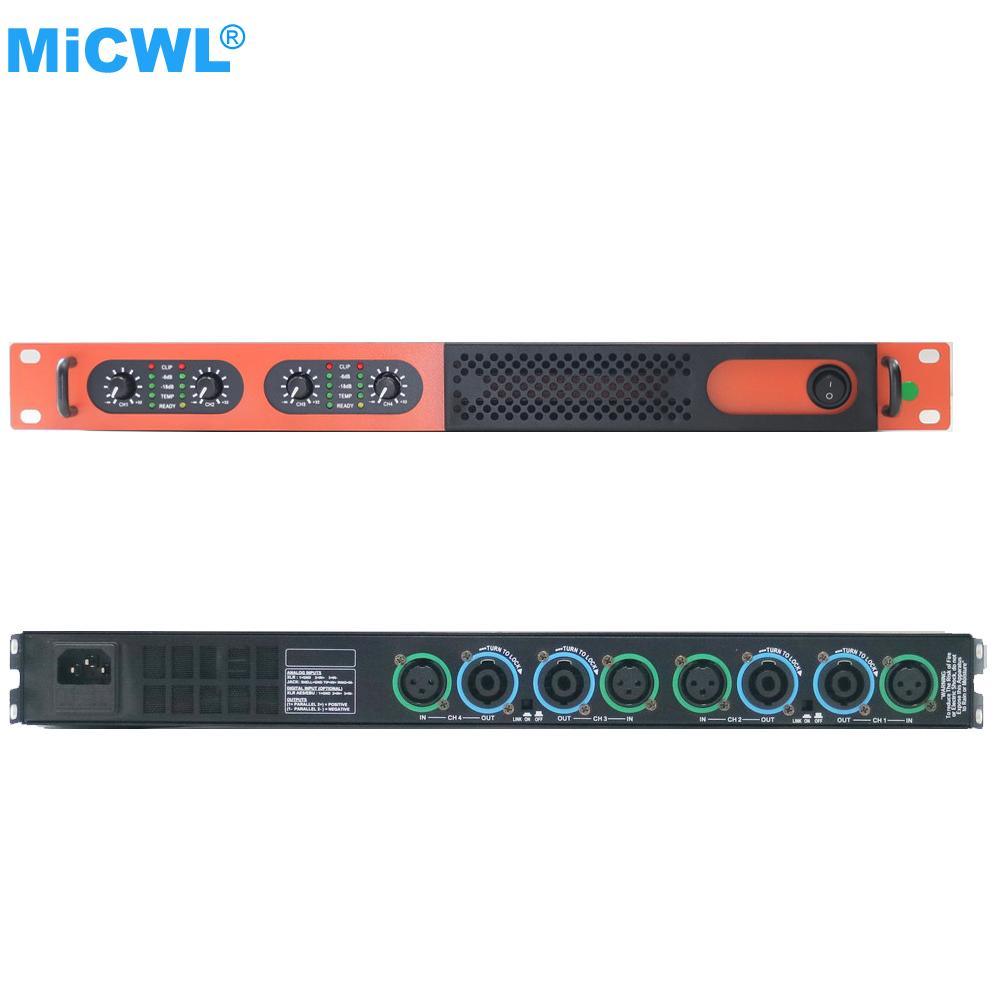 Authentic MiCWL 4 Channel Digital Power Amplifier 7000W Peak Stage Home DJ Karaoke 4x650 Watt Speaker AMP 1U Rack Design - MiCWL Audio Inc