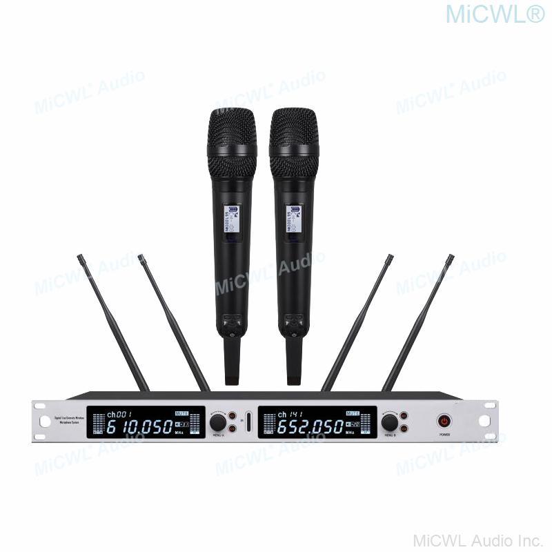 Professional EM6000 SM58 Digital Wireless Microphone System Beta87 Dual Channel SKM6000 4 Antenna True Diversity 400m Range - MiCWL Audio Inc