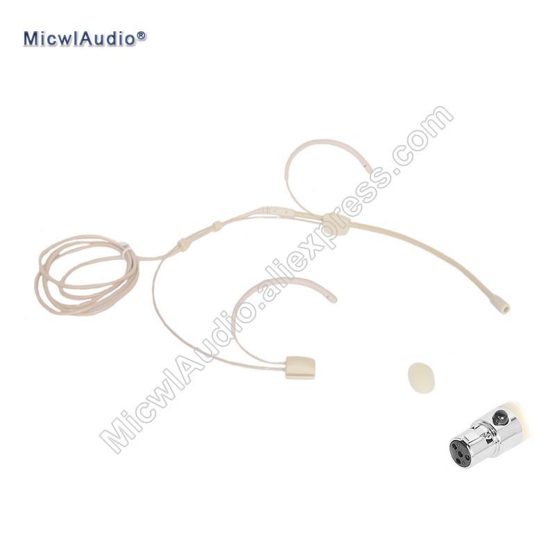 Pro Dual Earhook Headset Microphone Omidirectional Condenser Headworn 4 Pin Connector For Shure Beige Separable - MiCWL Audio Inc