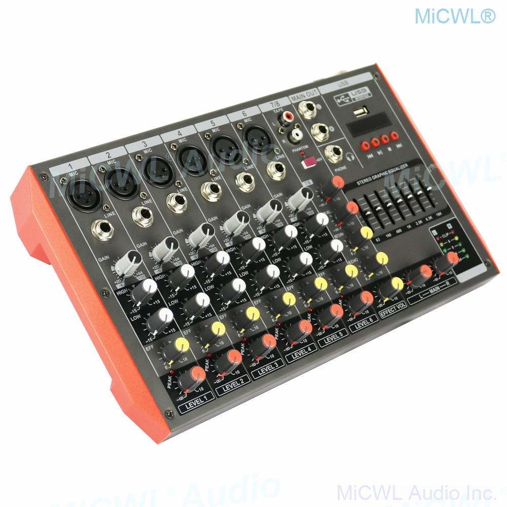 Bluetooth Mixer 8 Microphone Channel 8-Input 2-Bus A Stereo Sound Mixing Console With USB 48V Phantom Power XLR 3Pin 6.5mm Line - MiCWL Audio Inc