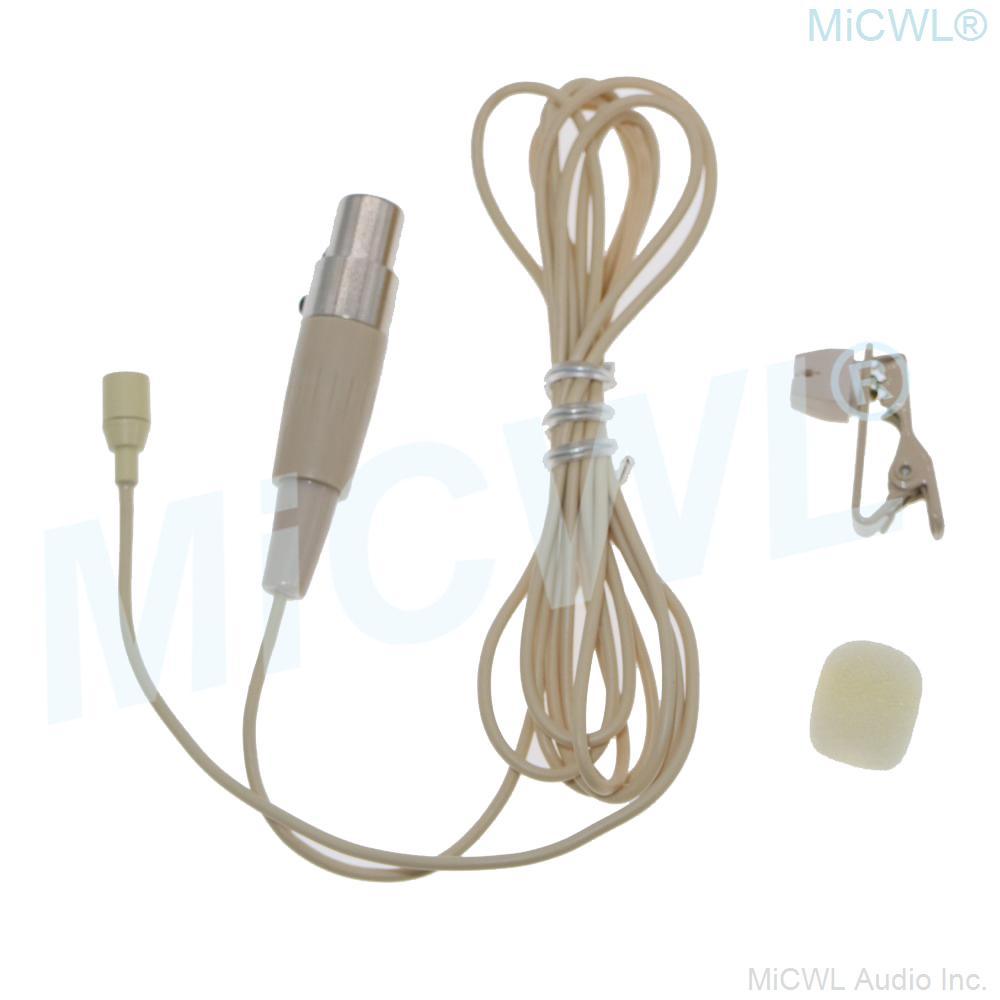 Mini 3Pin XLR Tie Clip Lavalier Microphone for AKG Samson Gemini Wireless TA3F Beige - MiCWL Audio Inc