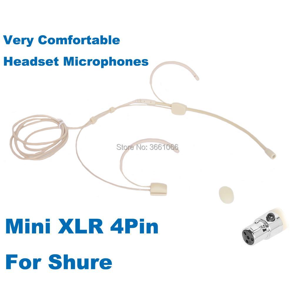 Omidirectional Microdot Headset Microphone For SHURE Wireless System Head-mounted Headworn - Mini XLR Ta4f Connector 4SH-003 - MiCWL Audio Inc