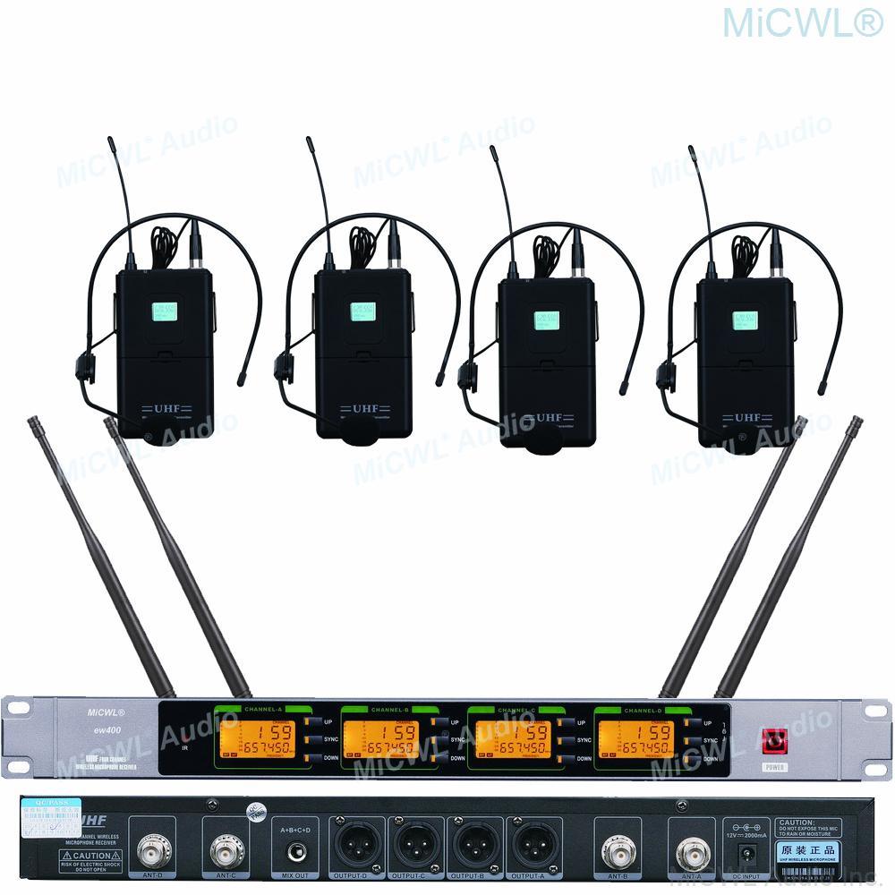 Silver SKM5000 ew400 G4 Digital Wireless 4 Handheld DJ Karaoke Microphone System 4 Headset HeadWear Mic Mike Sets - MiCWL Audio Inc