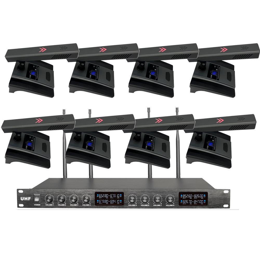 MiCWL S800 High Qulity 8 Channel UHF Wireless 8 Desktop Gooseneck Microphones Conference System Good Square Tube Mic Microfone - MiCWL Audio Inc