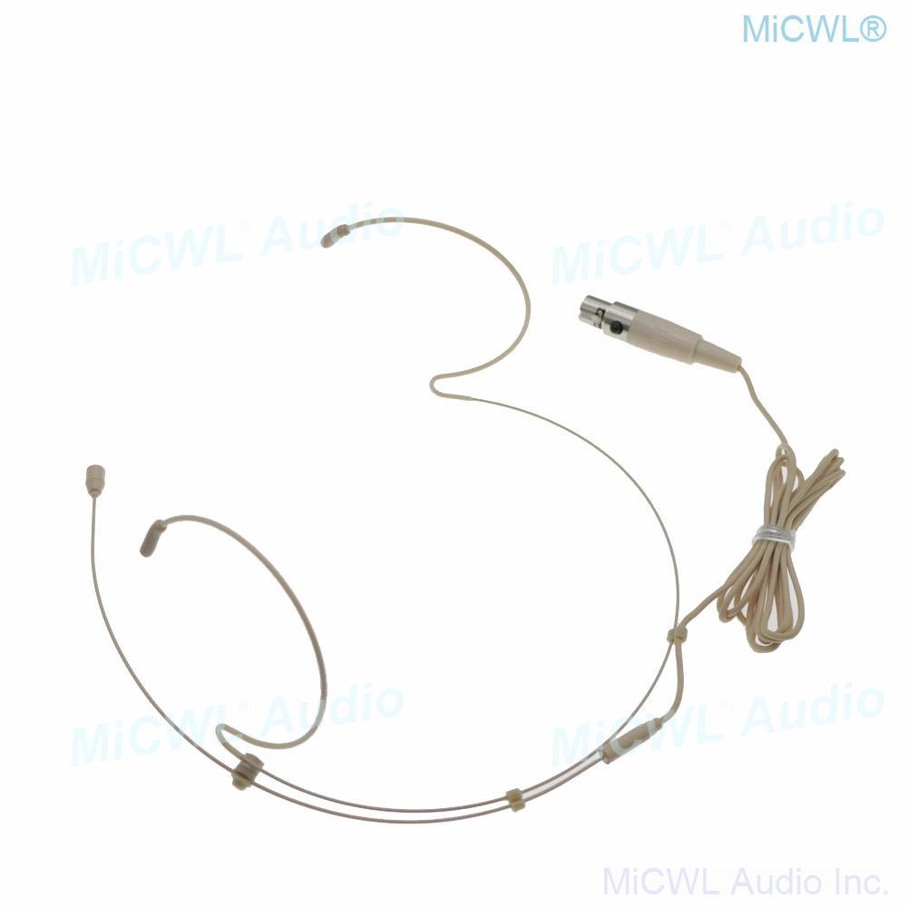 Beige Double ear Headset Audio Microphone For Shure BeltPack XLR mini 4Pin - MiCWL Audio Inc