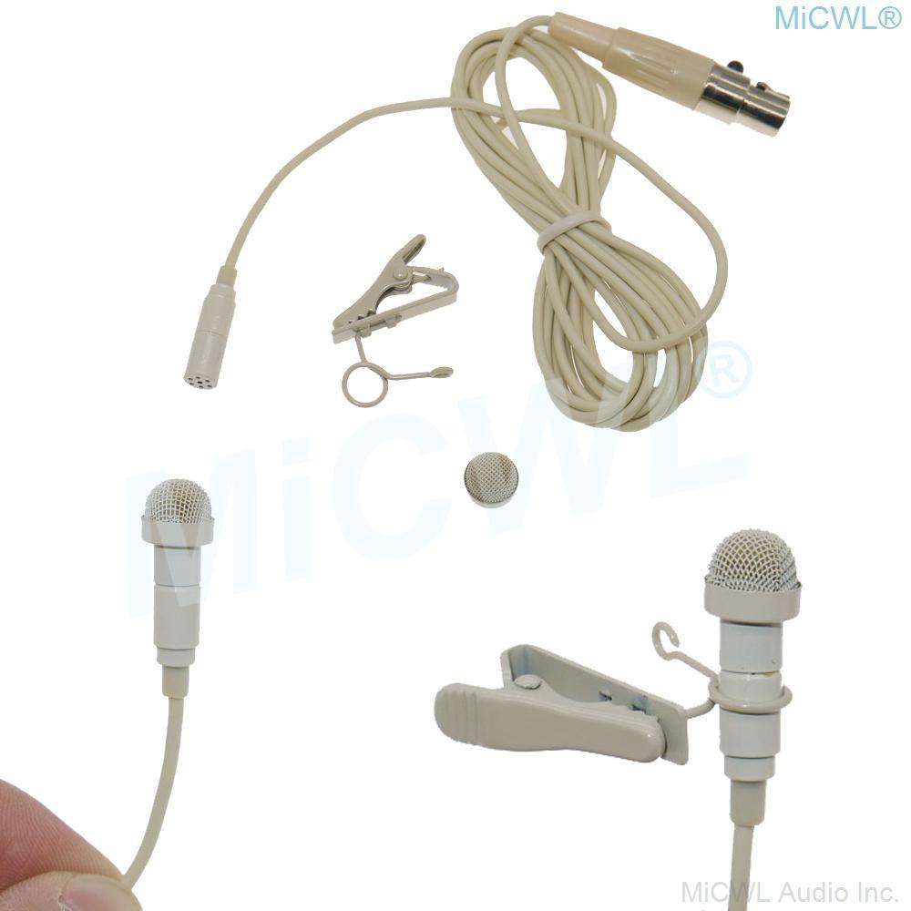 Professional Mini TA4F Beige Clip-On Technical Lavalier Microphone For Shure Mic BodyPack Transmitter with Metal Windscreen - MiCWL Audio Inc