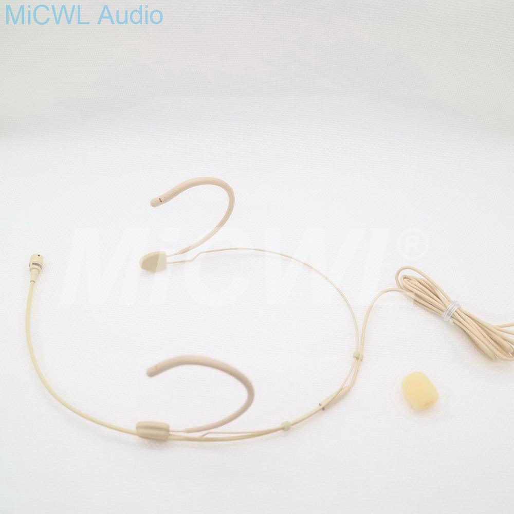 Dual Hook Beige Headset Cardioid Condenser Headworn Microphone For Sennheiser Wireless System With Bodypack Transmitter - MiCWL Audio Inc