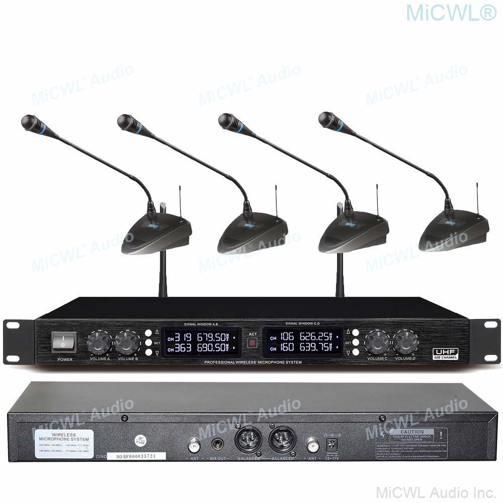 Pro 400 Channel UHF Digital Conference Microphone System 4 Desktop 4 Handheld 4 Headset Mics Sets MiCWL D3840 - MiCWL Audio Inc