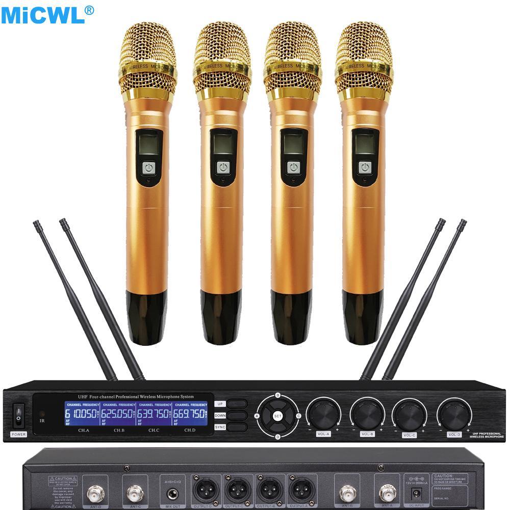 Pro ew400 G4 SKM9000 Digital Wireless 4 Golden Color Handheld DJ Karaoke Mics Microphone System - MiCWL Audio Inc