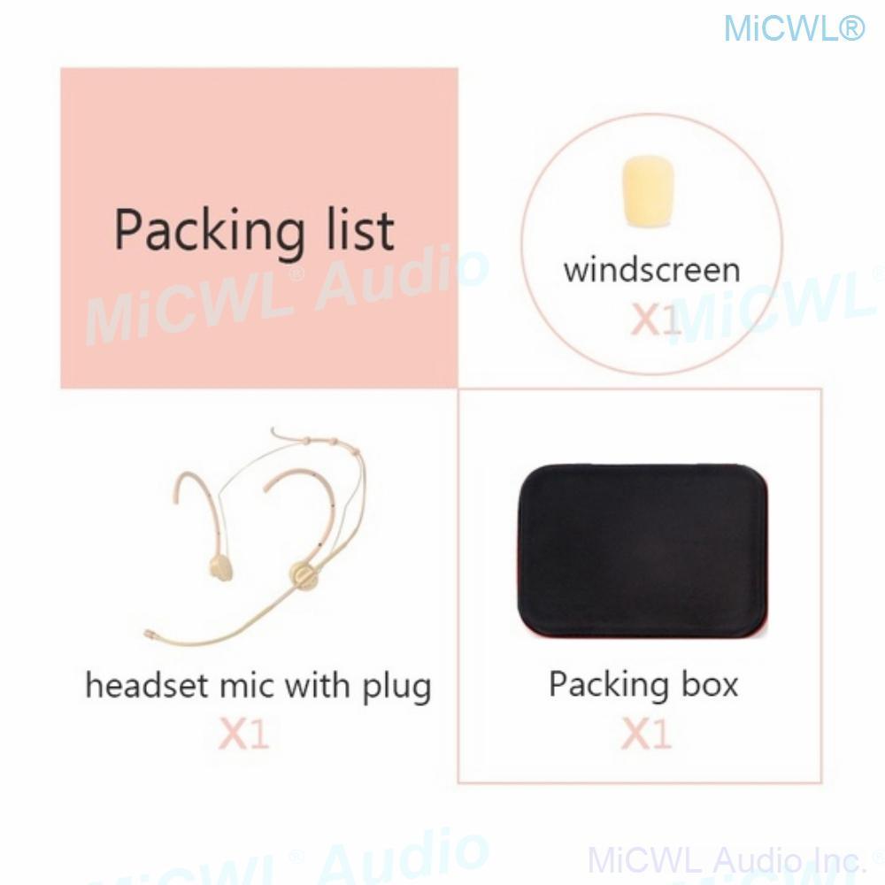 Beta40-Shure Skin Color Folding Headset Microphone Earset Mic for Shure All Mode Wireless BodyPack with Strong Box - MiCWL Audio Inc