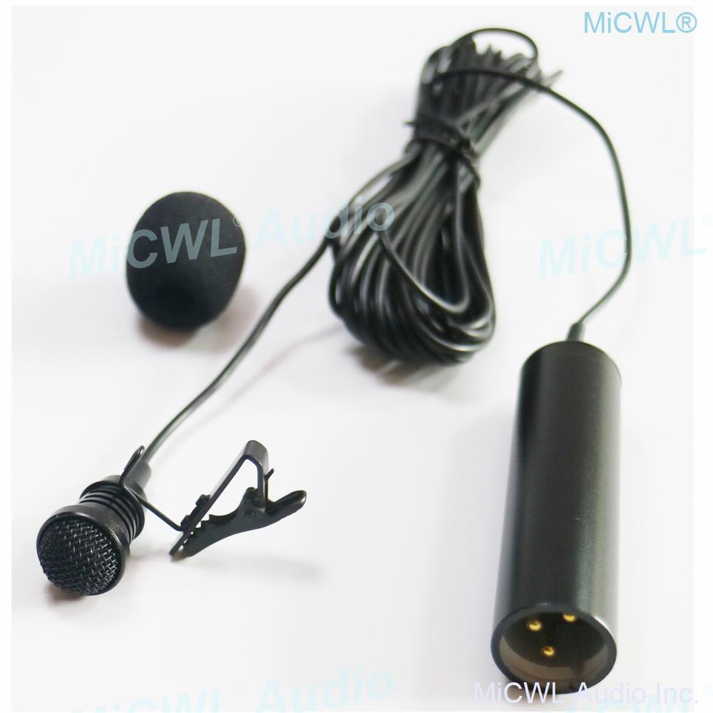 Tie Clips Cardioid Condenser Lavalier Microphones XLR 3Pin 48V Phantom Power Mics 5m Cable - MiCWL Audio Inc