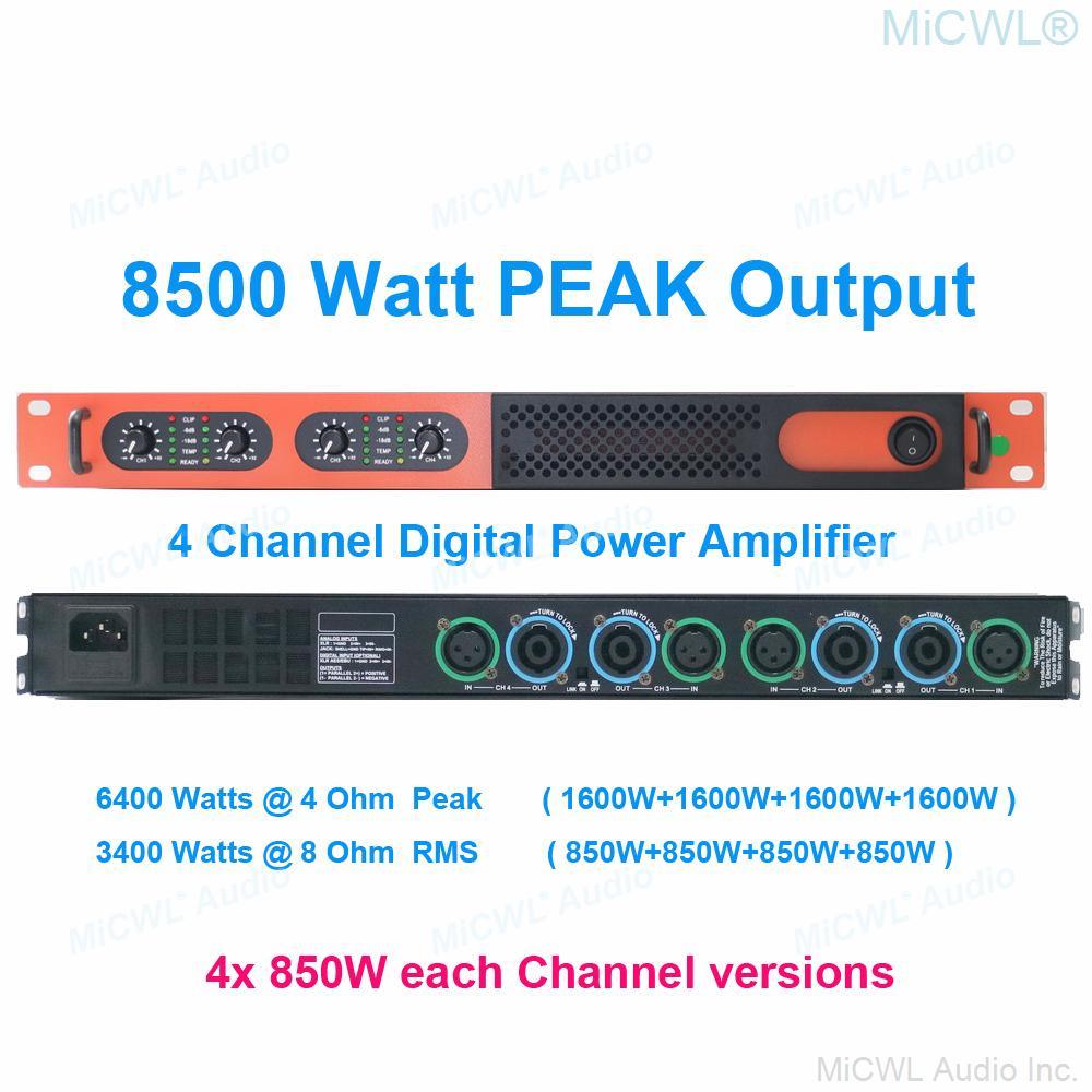 MiCWL 6400W Digital Power Amplifier 4 Channel 5200 Watts 2 Power Versions Speaker PreAMPs AMP Blue Orange - MiCWL Audio Inc