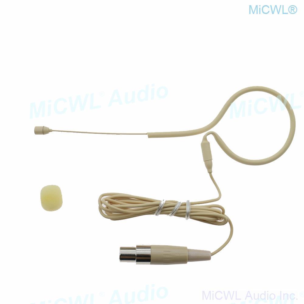 Luxury Single ear Headset Audio Microphone For Shure PGXD ULXD SLX BeltPack XLR mini 4Pin Beige Black 2 color - MiCWL Audio Inc