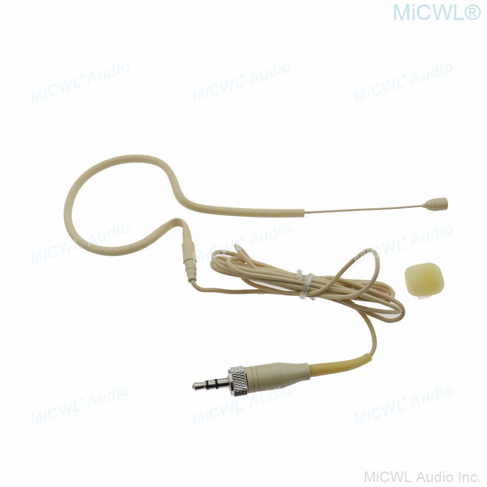 Beige Black Single Earset Hook Headset Microphone For Sennheiser Mic G2 G3 G4 Wireless BeltPack Transmitter 3.5mm Lock - MiCWL Audio Inc