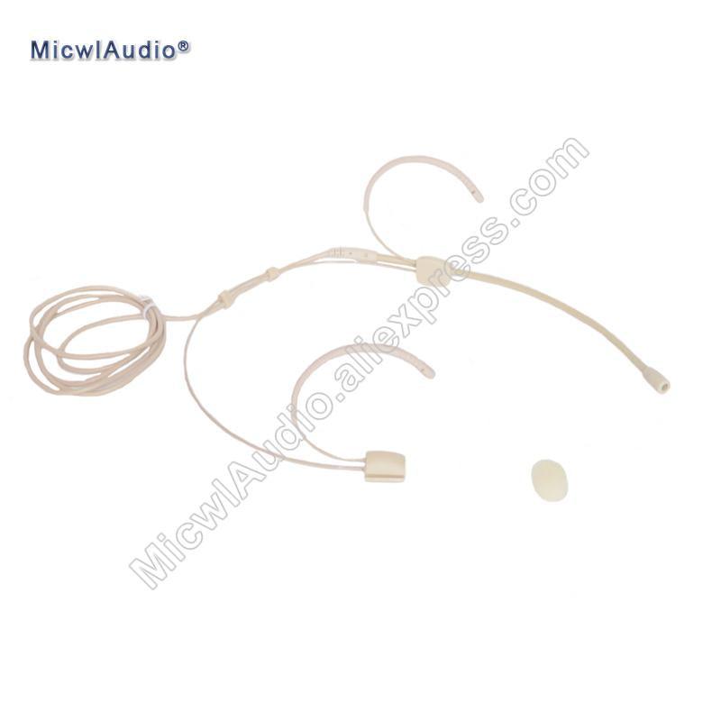 Dual Earhook Headset Microphone For Sennheiser Shure Audio Technica AKG 3.5mm Lock Mipro Condenser Headworn Connector Separable - MiCWL Audio Inc