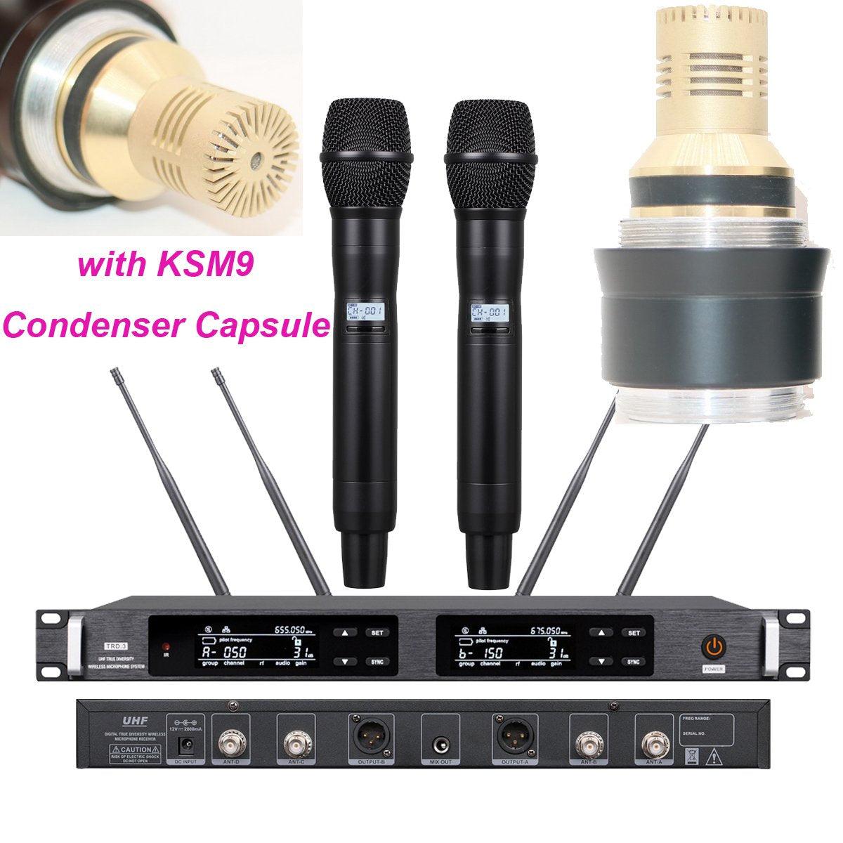 High-Class Dual Handheld Wireless Stage Karaoke Microphone System KSM9 Condenser KSM8 Dynamic SKM9000 Mic 4 Antenna Large Range - MiCWL Audio Inc