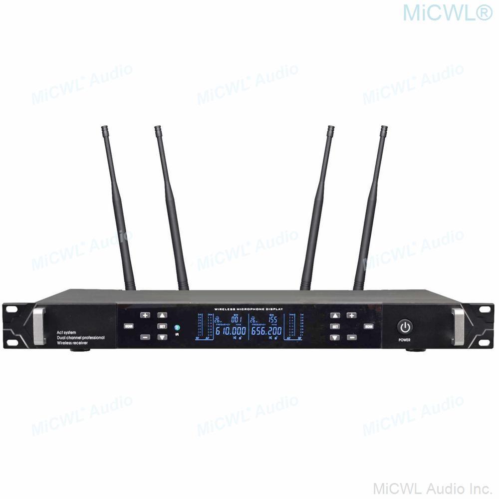 ACT708 Dual Channel Karaoke Wireless Microphone System 2 Handheld Headset Stage Performance True Diversity Microfones - MiCWL Audio Inc