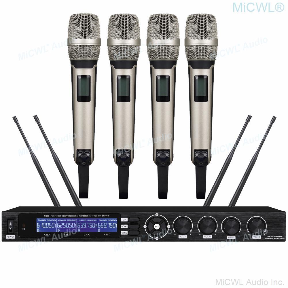 MiCWL SKM9000 Audio Wireless Microphone System 4 SKM 9000 Professional UHF Frequency Adjustable 4 Antenna 200m Receiver - MiCWL Audio Inc