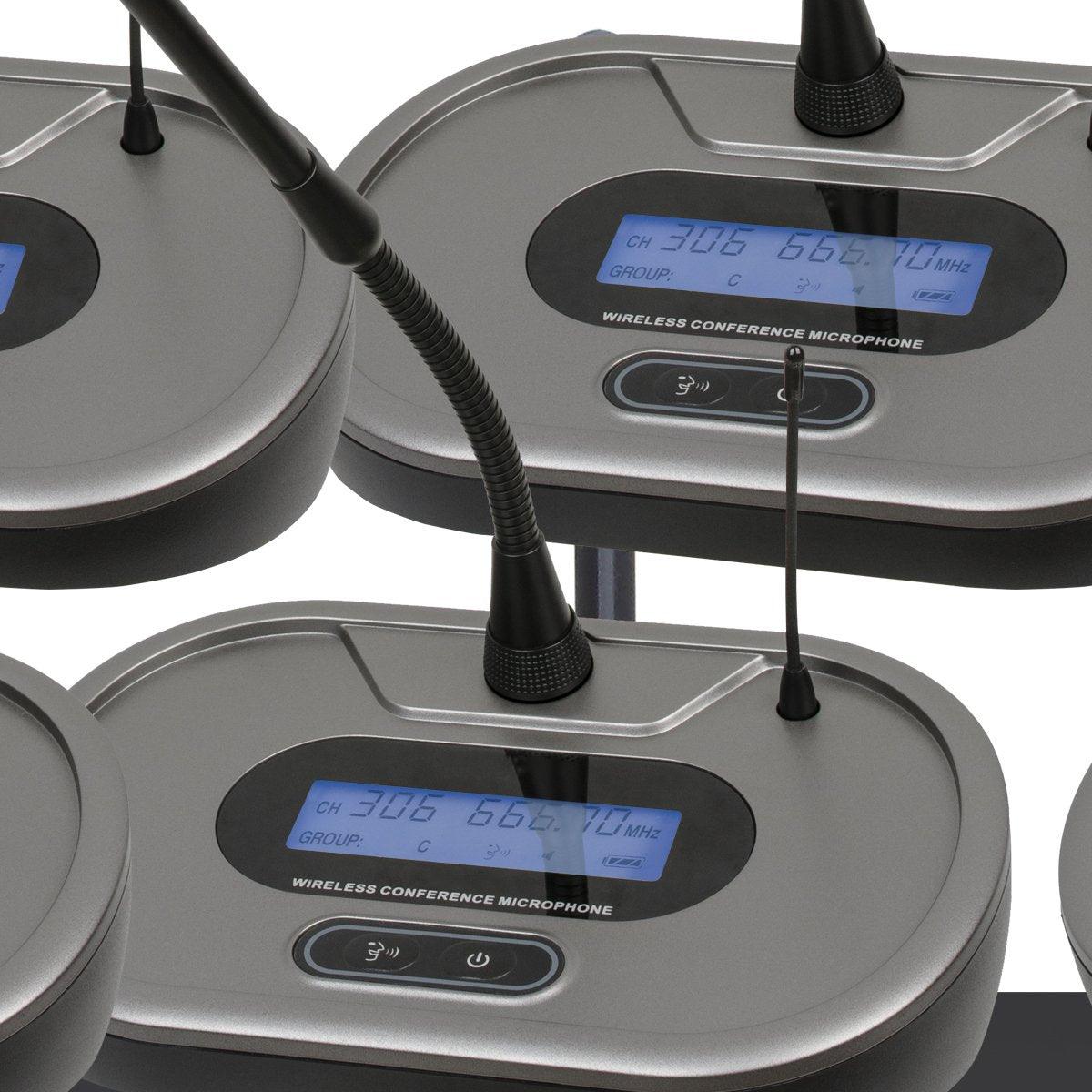 EM8000 Mute Function UHF Wireless 8 Microphone Conference System 8 Gooseneck Designed For Meeting Room - MiCWL Audio Inc