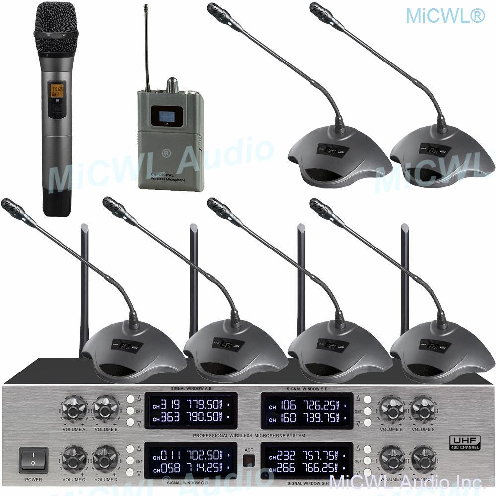 Pro 400 Channel CCS 900 Ultro Discussion Digital Wireless Microphone CCS-DL with 8 Cardioid Desktop Gooseneck Mic System - MiCWL Audio Inc