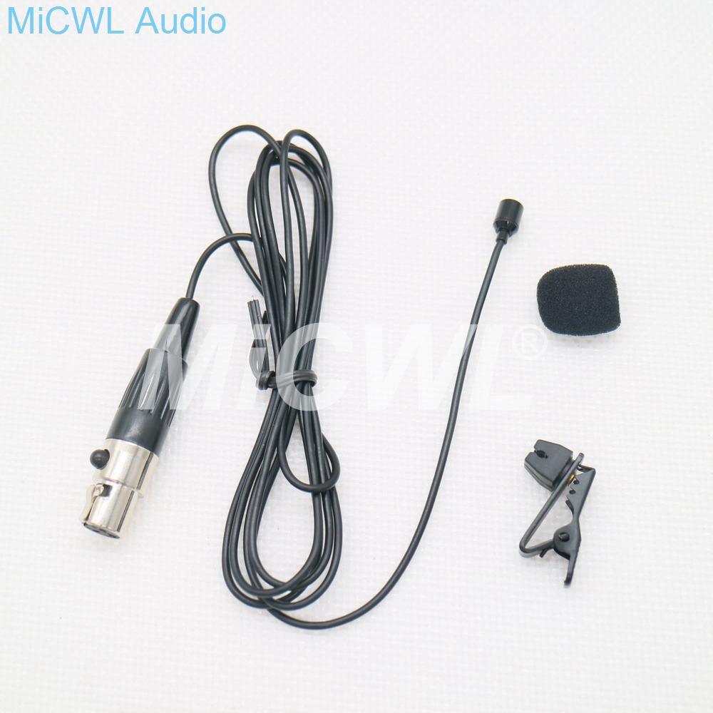 Mini Tie Clip Lavalier Lapel Microphone for Shure Belt Pack Wireless ULX SLX PGX UR4 GLX QLX Microphones TA4F 4Pin Beige Black - MiCWL Audio Inc