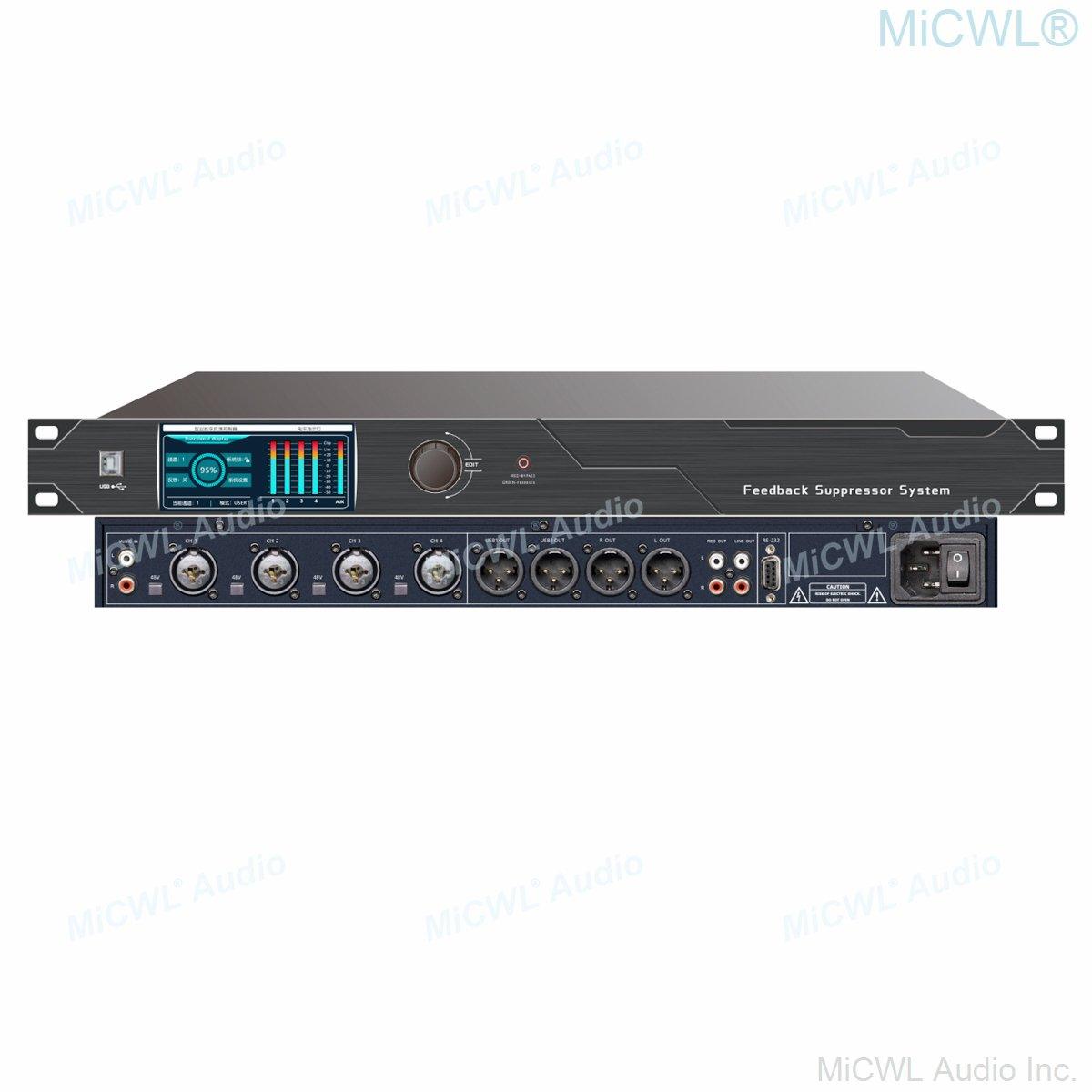 RX-2400 Digital Feedback Suppressor Reduction Mixer Frequency Shift Device Anti-noise Processor Audio Equalizer with PC Software - MiCWL Audio Inc