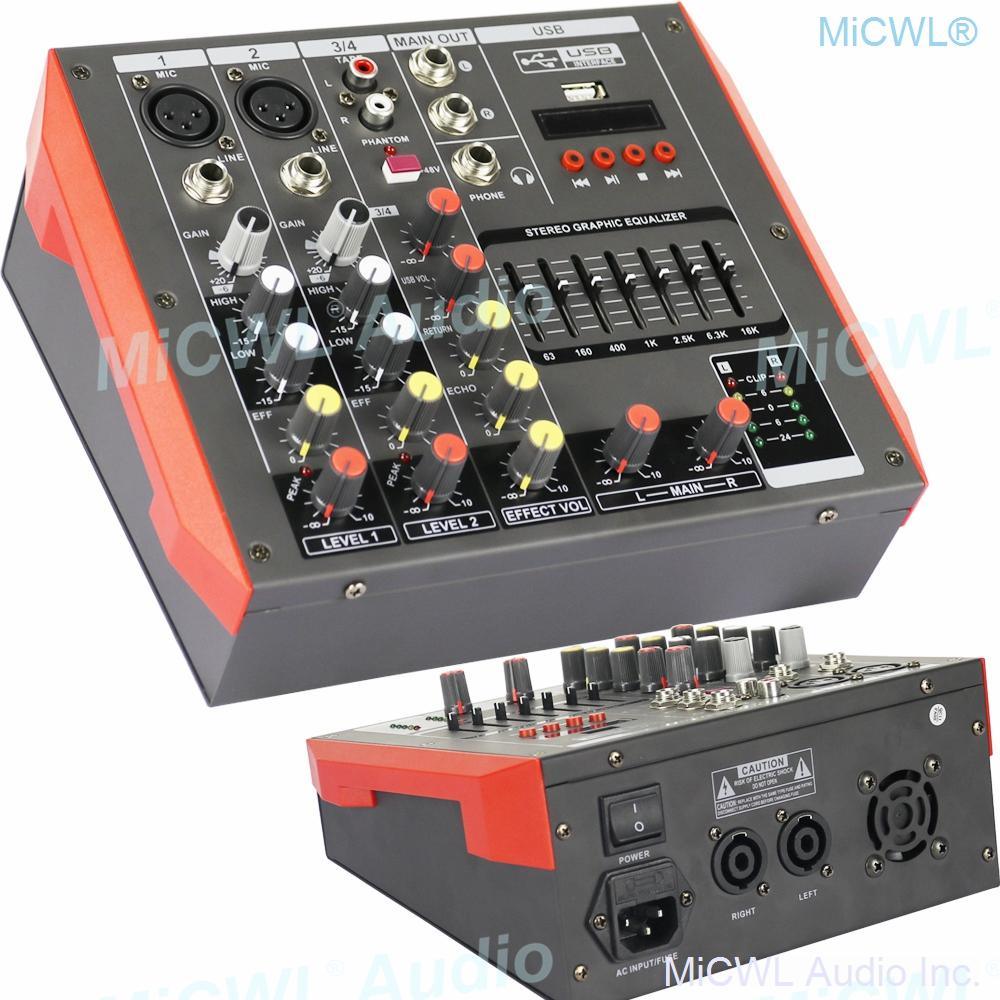 Portable Mini 400W Amplifier Bluetooth Power Mixer Mixing Console 4 Channel Karaoke Music Live Mixer 2 Channel AMP - MiCWL Audio Inc