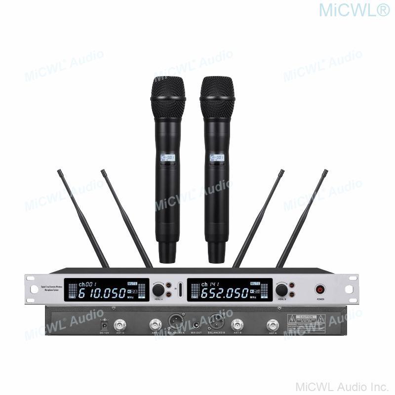 Professional EM6000 True Diversity Dual Channel PLL UHF Wireless Microphone Beta87 Good For Live Performance Singing 400m Long - MiCWL Audio Inc