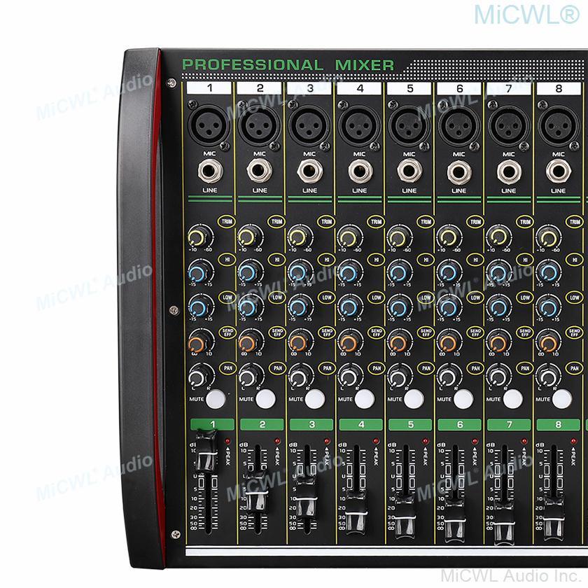 8 Channels Built-In 16 DSP Effects Sound Mixing Console Digital USB Blue-Tooth Bluetooth EQ 48V Phantom Power Stage Audio Mixer - MiCWL Audio Inc