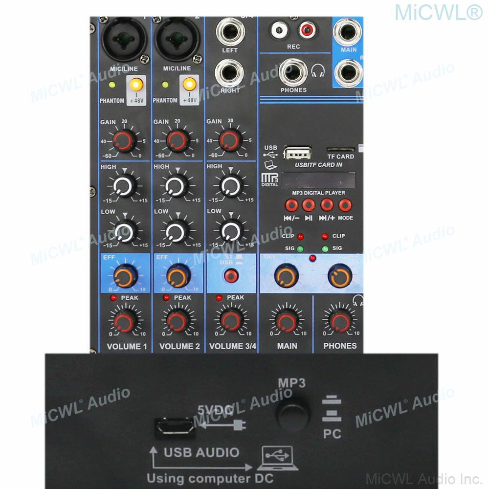 MiCWL Professional 6 Channel Bluetooth Mixing Console Audio Mixer For PC Laptop Network Live Recording Device Stage Studio - MiCWL Audio Inc