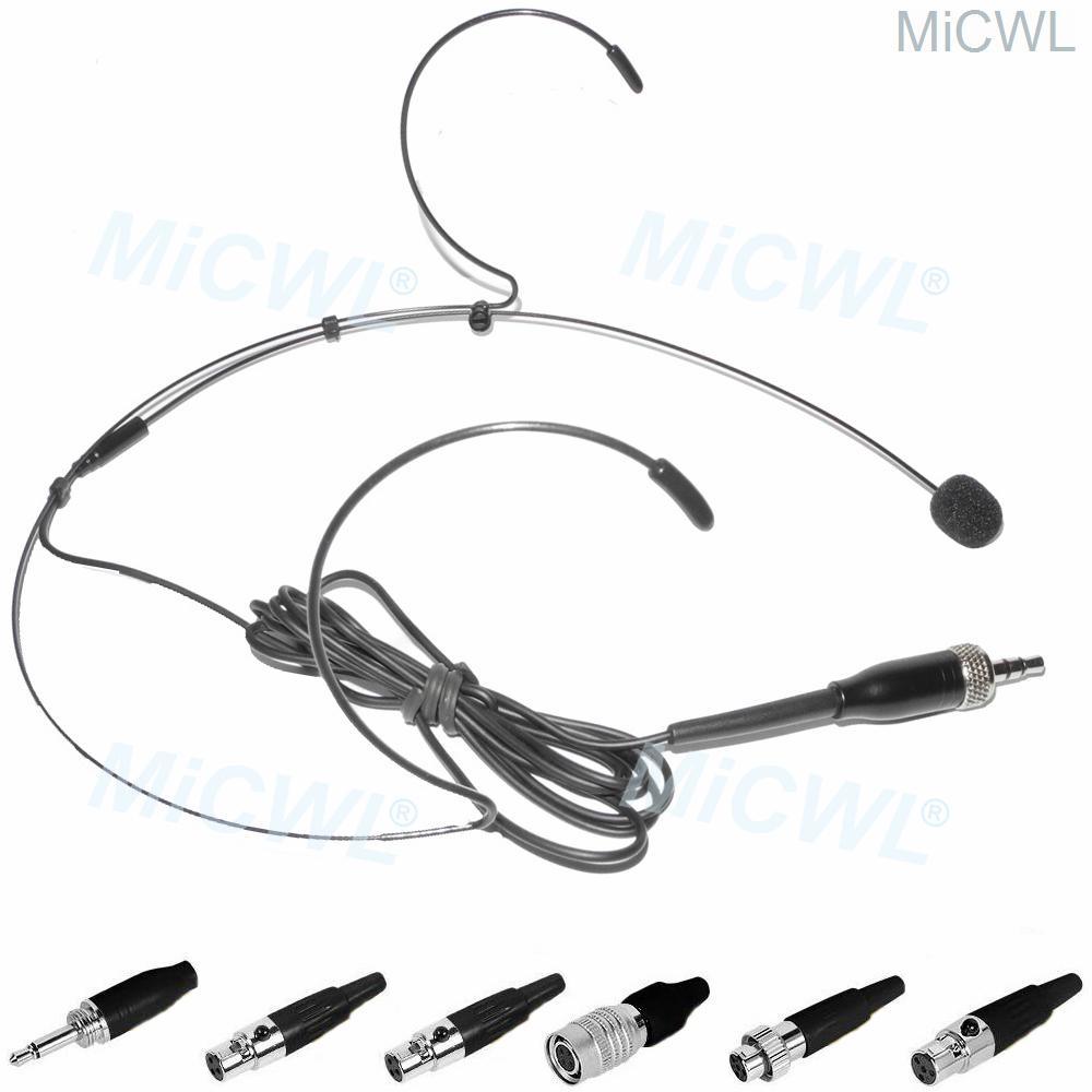 Black Omnidirectional Headset Microphone for Audio-Technica ATW Sennheiser G3 G4 Shure ULX UR AKG MiPro ACT 3.5mm Jack Condenser - MiCWL Audio Inc