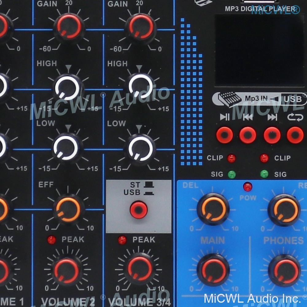 Pro USB 4 Channel Audio Mixer Portable Bluetooth Mixing Console Computer Live Studio Stage Microphone EQ USB 48V Switch AG4 - MiCWL Audio Inc