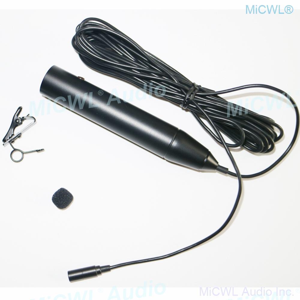 Pro Lavalier Condenser Microphone 48V Phantom Power Clip Mics for Mixer Camera 5m 15m wire - MiCWL Audio Inc