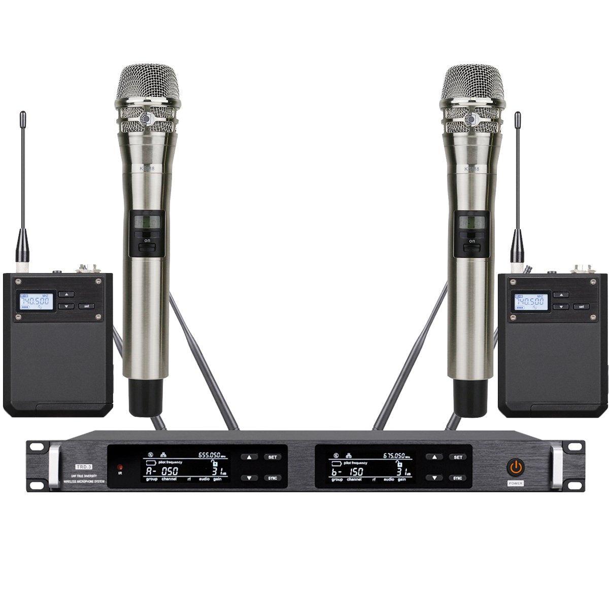 Advanced ULXD4 Dual Channel UHF Karaoke Wireless Microphone System 4 Antenna True Diversity ULXD4D 2 Dynamic Handheld Mics - MiCWL Audio Inc
