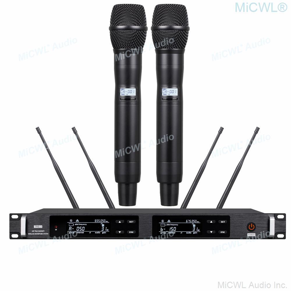 Pro UHF 300 Channel Digital Wireless Microphone System 2 KSM9 Condenser Capsule Handheld True Diversity Stage Vocal Concert Mics - MiCWL Audio Inc
