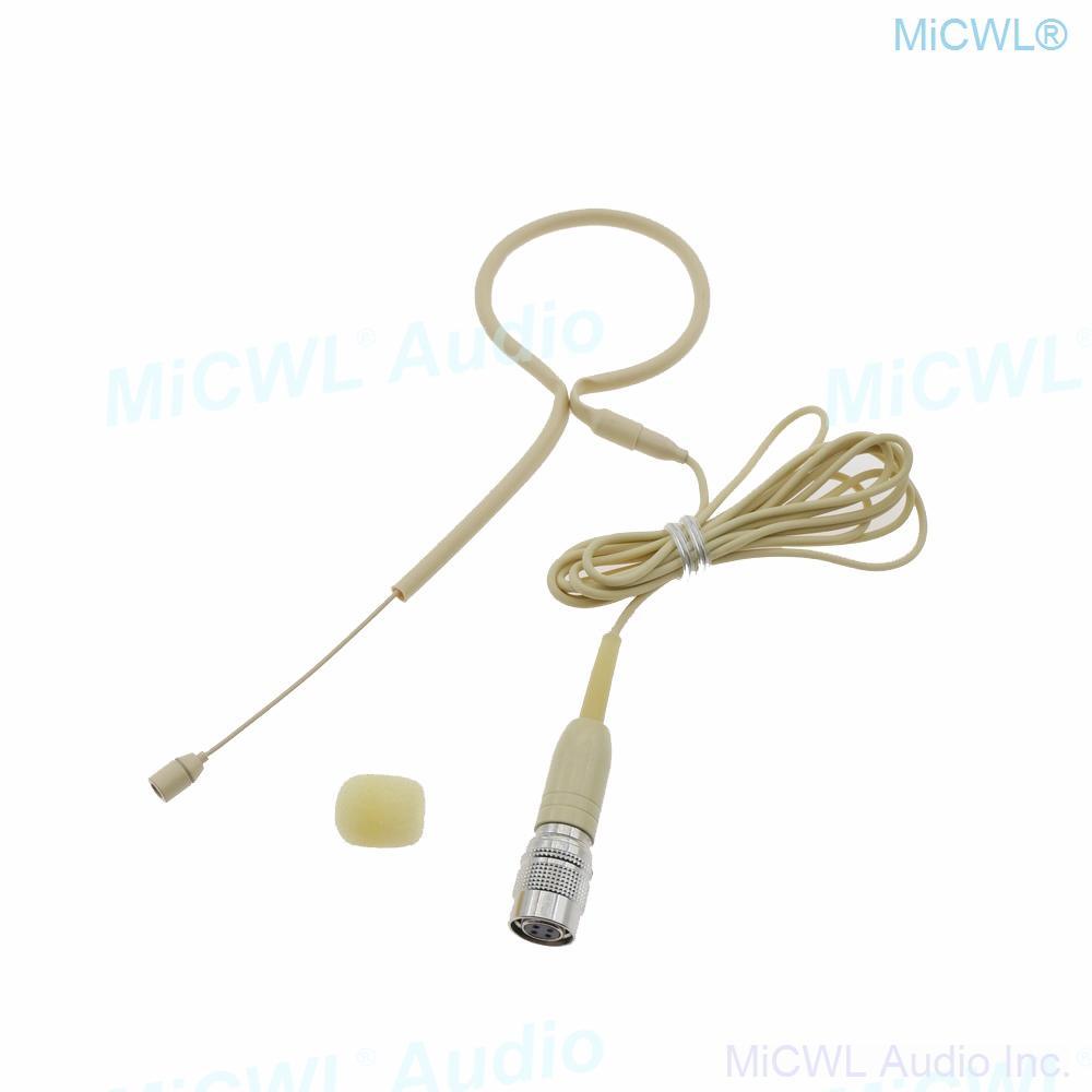Hidden earset Headset Microphone For Audio Technica Wireless BeltPack Hirose 4Pin plug - MiCWL Audio Inc