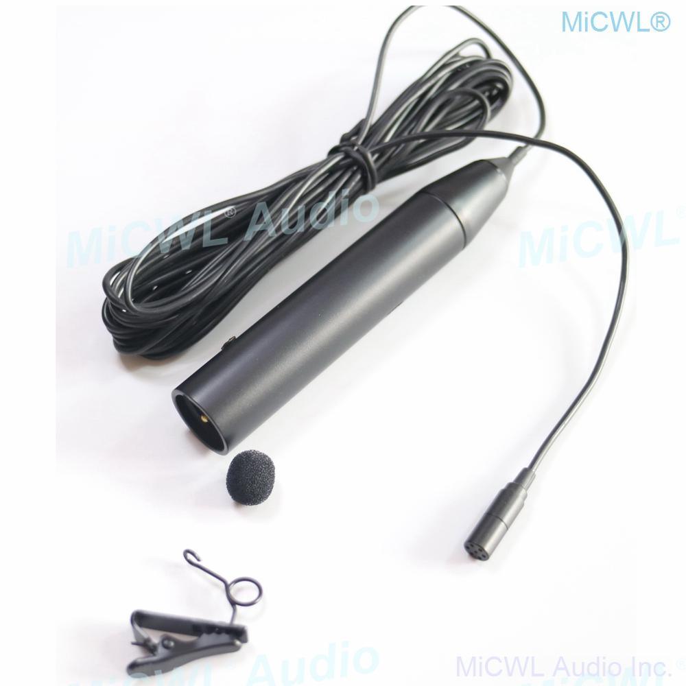 Pro Lavalier Condenser Microphone 48V Phantom Power Clip Mics for Mixer Camera 5m 15m wire - MiCWL Audio Inc