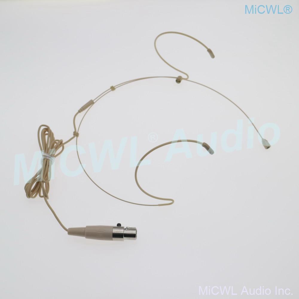 Beige Double ear Headset Audio Microphone For Shure BeltPack XLR mini 4Pin - MiCWL Audio Inc