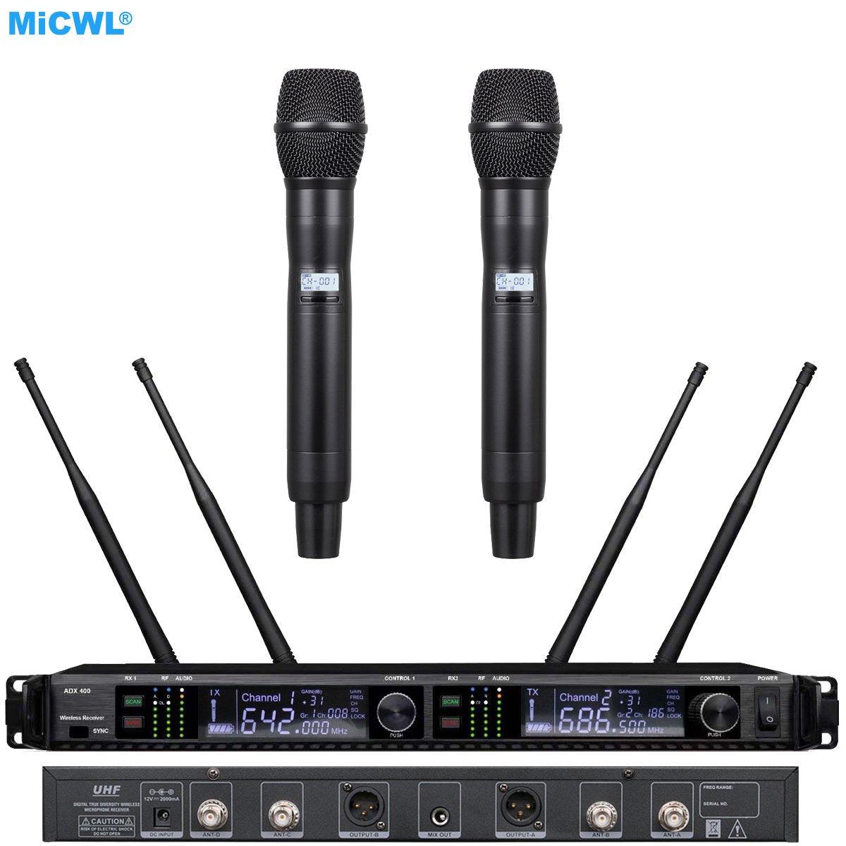 Original UHF Dual Channel AD4D DJ Karaoke Wireless Digital Microphone System 2 Betay87 Dynamic Handheld Mic Set AD4 Receiver - MiCWL Audio Inc