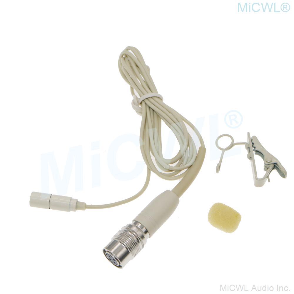 ATW2500 Beige Wireless Tie Clips Microphone For Audio Technica Lavalier Lapel BeltPack Transmitter Hirose 4Pin - MiCWL Audio Inc