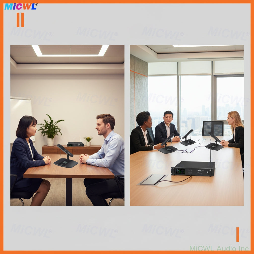 MiCWL A105 Digital Wireless Conference Microphone System Rechargeable Table Mic with High Sensitivity Square Tube USB Charging for Meeting Room, Court & Press Conference - Supports Multiple Speakers