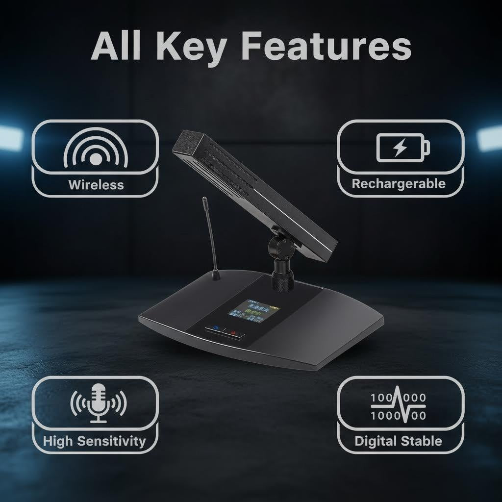 MiCWL Rechargeable Digital Wireless Conference Microphone – High-Sensitivity Desktop Mic for Meetings, USB-C Charging, Long Battery Life, Ideal for Government & Corporate Conference Rooms (Small/Medium/Large)