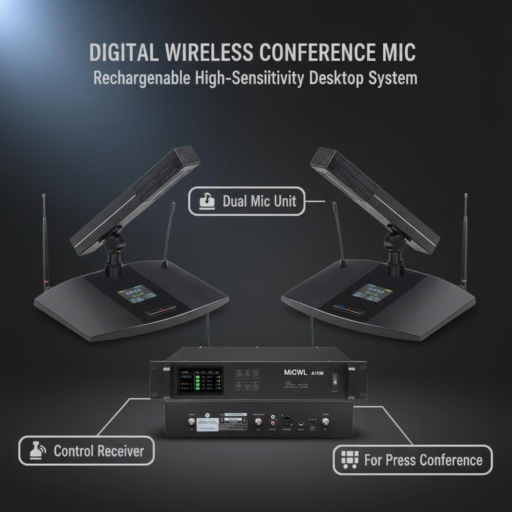 MiCWL Rechargeable Digital Wireless Conference Microphone – High-Sensitivity Desktop Mic for Meetings, USB-C Charging, Long Battery Life, Ideal for Government & Corporate Conference Rooms (Small/Medium/Large)