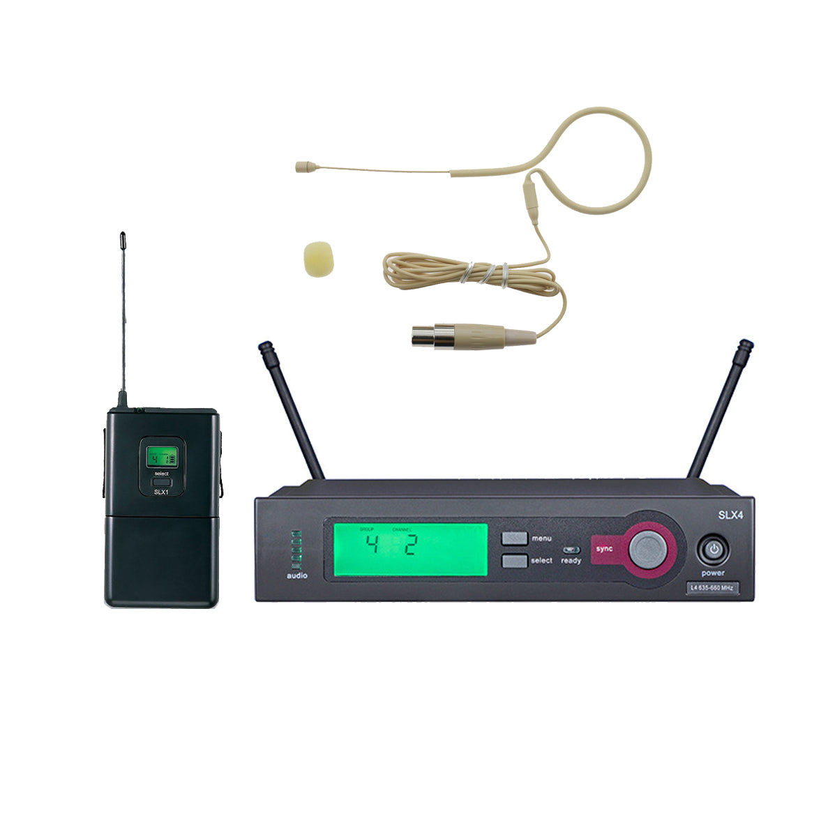 SLX14 MX153 Earset Wireless Microphone System Beige Headset SLX4 Receiver SLX1 BodyPack Transmitter 100 Channel