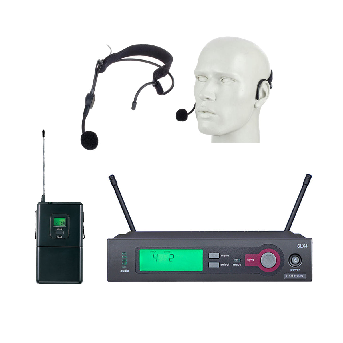 Professional SLX Wireless Microphone System White ME3 Headset Cardioid Microphone SLX4 Receiver SLX1 BodyPack Transmitter SLX14