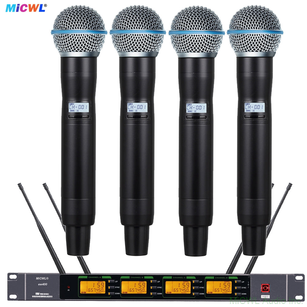 ULXD4Q 400-Channel Digital Wireless Mic System 4x SKM9000 Handhelds and KSM9 Capsules Pro Stage Church School Karaoke & Live Streaming – AES256 Encryption <2ms Latency Dual-Diaphragm Dynamic Mics