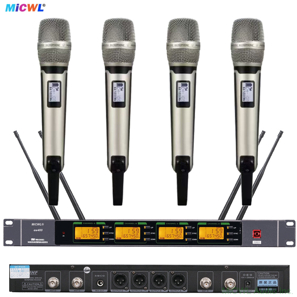 ULXD4Q 400-Channel Digital Wireless Mic System 4x SKM9000 Handhelds and KSM9 Capsules Pro Stage Church School Karaoke & Live Streaming – AES256 Encryption <2ms Latency Dual-Diaphragm Dynamic Mics