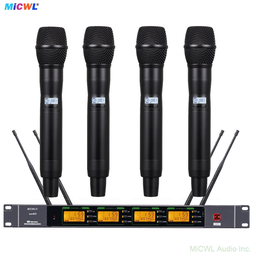 ULXD4Q 400-Channel Digital Wireless Mic System 4x SKM9000 Handhelds and KSM9 Capsules Pro Stage Church School Karaoke & Live Streaming – AES256 Encryption <2ms Latency Dual-Diaphragm Dynamic Mics