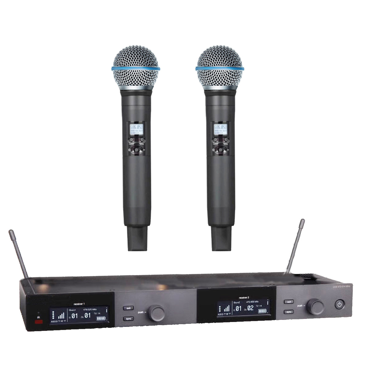 SLXD24D/B58 2 Channel Digital Wireless Microphone System With 2 SLXD2 Handheld Transmitters BETA 58A Vocal Mic SLXD4D Receiver