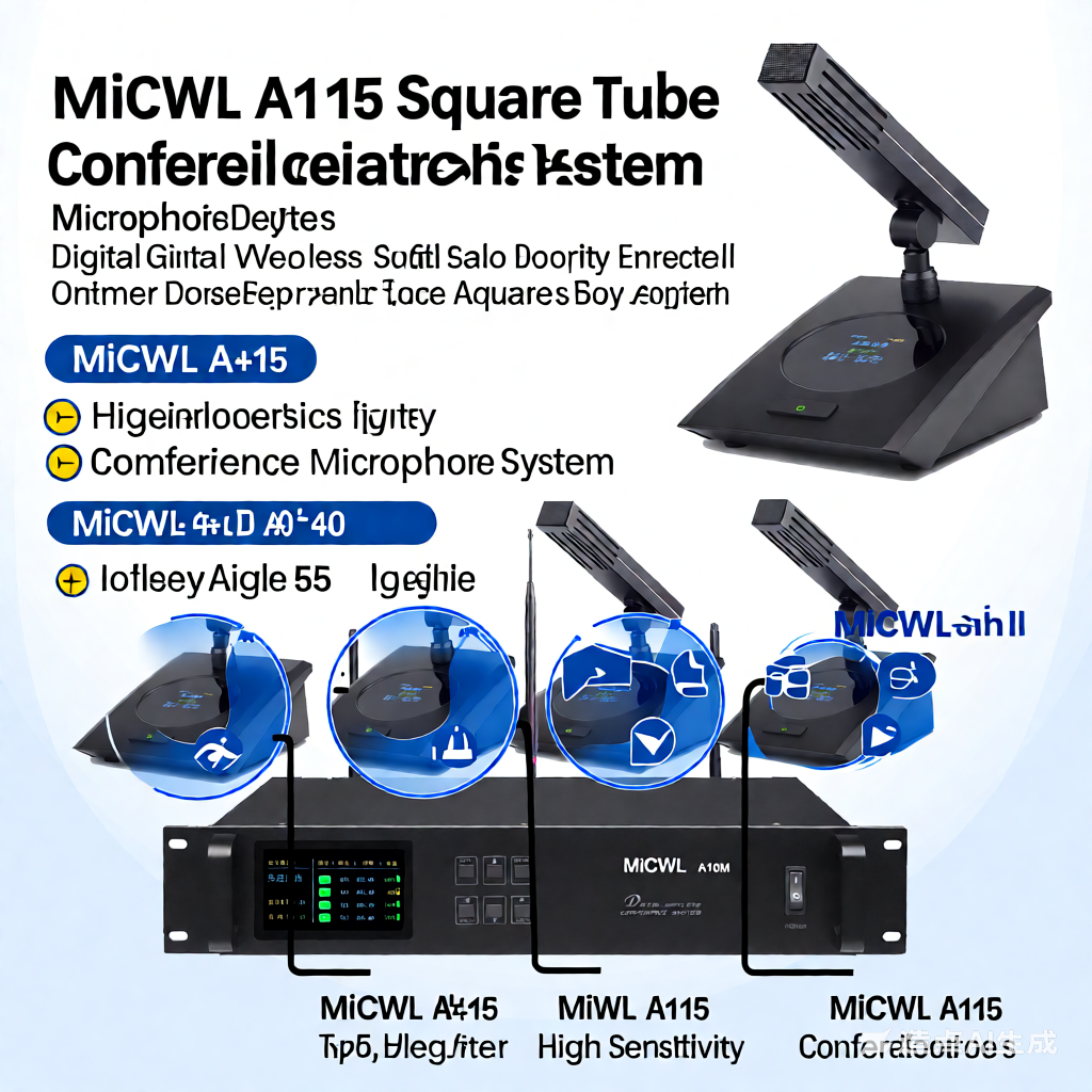 Wireless 16 Table Microphones Square Digital Conference System with 16Pcs Desktop Meeting Table High Sensitivity MiCWL A115